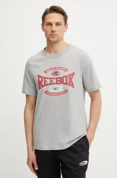 Reebok Classic tricou din bumbac barbati, culoarea gri, cu imprimeu, 100218840 imagine