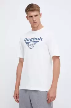 Reebok Classic tricou din bumbac Basketball culoarea bej, cu imprimeu imagine