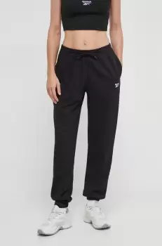 Reebok pantaloni de trening culoarea negru, neted imagine