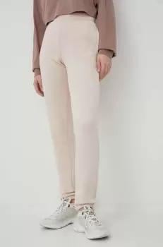 Reebok pantaloni de trening culoarea roz, neted imagine