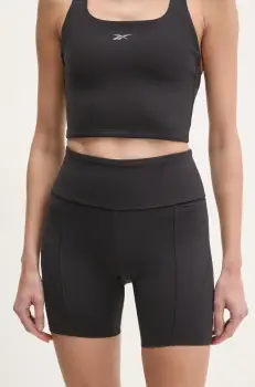 Reebok pantaloni scurti de antrenament LUX Collection culoarea negru, uni, high waist, 100214845 imagine