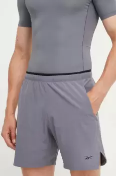 Reebok pantaloni scurti de antrenament Strength 3.0 culoarea gri imagine