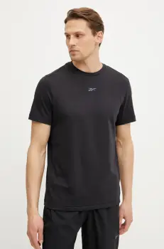 Reebok tricou de antrenament Athlete culoarea negru, neted, 100215058 imagine