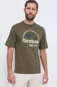 Reebok tricou din bumbac culoarea verde, cu imprimeu imagine