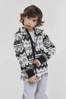 Reima hanorac polar pentru copii Northern culoarea negru, cu gluga, cu model, 5200044A imagine