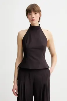 Remain bluza din amestec de lana culoarea maro, uni, 502597578 imagine