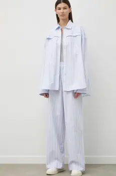 Remain pantaloni de bumbac lat, high waist imagine