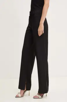 Remain pantaloni din lana Slim Suiting Pants culoarea negru, drept, high waist, 501907100 imagine