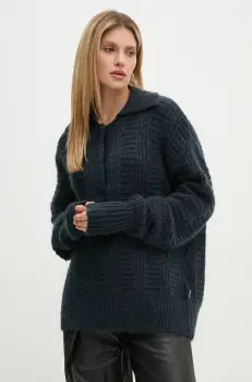 Remain pulover de lana femei, culoarea albastru marin, light, 502025 imagine