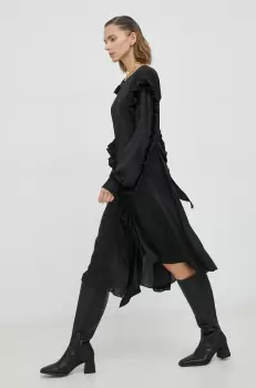 Remain rochie culoarea negru, midi, evazati imagine