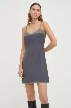 Remain rochie din amestec de lana culoarea gri, mini, drept imagine