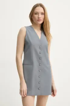 Remain rochie din amestec de lana culoarea gri, mini, mulata, 5026243046 imagine