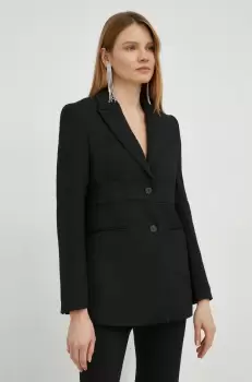 Remain sacou culoarea negru, un singur rand de nasturi, neted imagine