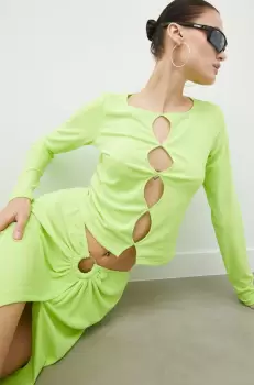 Resume bluza femei, culoarea verde, neted imagine