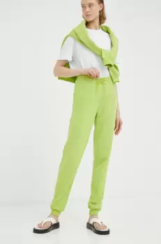 Resume pantaloni de trening femei, culoarea verde, melanj imagine