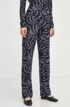 Resume pantaloni femei, culoarea albastru marin, drept, high waist imagine