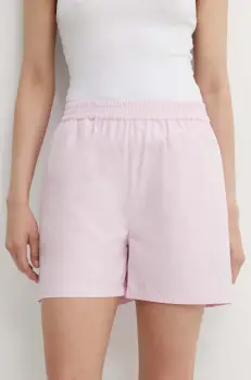 Resume pantaloni scurti din bumbac AllanRS Shorts culoarea roz, neted, high waist, 20180951 imagine