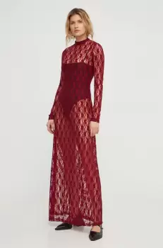Resume rochie culoarea bordo, maxi, drept imagine