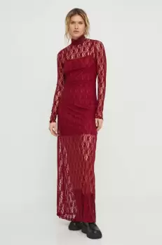 Resume rochie culoarea bordo, maxi, drept imagine