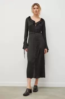 Resume rochie culoarea negru, maxi, drept imagine