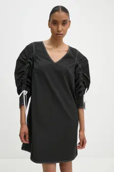 Resume rochie din bumbac CatalinaRS culoarea negru, mini, drept, 1225651222 imagine