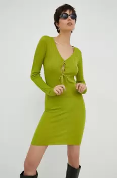 Resume rochie din lana culoarea verde, mini, mulata imagine