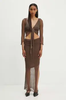 Resume rochie si cardigan Bree culoarea maro, midi, mulata, 221331159 imagine