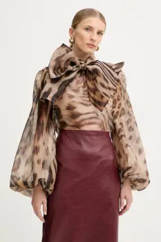 Retrofete bluza de matase Peregrine culoarea bej, cu imprimeu, R-FW25-11912-11 imagine