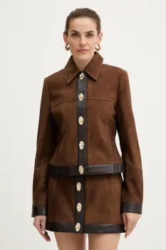 Retrofete geaca din piele intoarsa Nanna culoarea maro, de tranzitie, R-FW25-12093-19 imagine