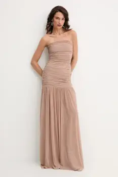 Retrofete rochie Adele culoarea maro, maxi, drept, SS24-9129 imagine