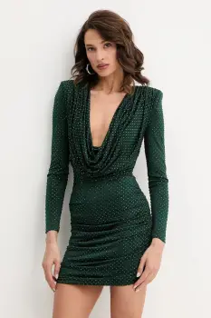 Retrofete rochie Alpine culoarea verde, mini, mulata, HL25-10769 imagine