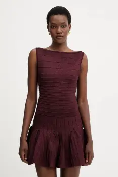 Retrofete rochie Audrina culoarea bordo, mini, evazati, PF24-9478 imagine