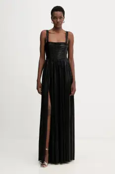 Retrofete rochie Iris culoarea negru, maxi, evazati, FW24-10329 imagine