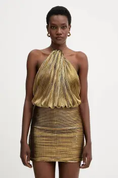 Retrofete rochie Lavinia culoarea auriu, mini, mulata, R-FW25-11899-17 imagine