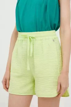Rich & Royal pantaloni scurti femei, culoarea verde, neted, high waist imagine