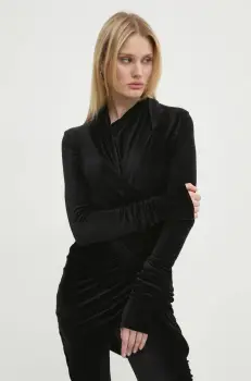 Rick Owens Lilies bluza de catifea culoarea negru, neted, LI02D5203VST imagine