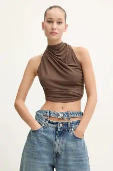 Rick Owens Lilies bluza femei, culoarea maro, neted, LI02D5121RV imagine