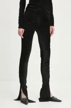 Rick Owens Lilies pantaloni de catifea culoarea negru, mulata, high waist, LI02D5335VST imagine