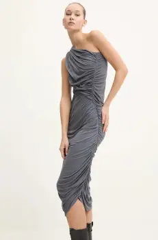 Rick Owens Lilies rochie culoarea gri, maxi, mulata, LI02D5526RV imagine