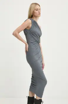 Rick Owens Lilies rochie culoarea gri, midi, mulata, LI02D5526CVI imagine