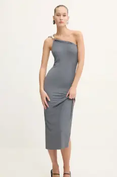 Rick Owens Lilies rochie culoarea gri, midi, mulata, LI02D5534CVI imagine