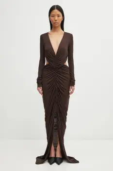 Rick Owens Lilies rochie Poppy culoarea maro, maxi, mulata, LI02E3507.RV imagine