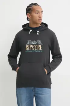 Rip Curl bluza DOWN THE LINE barbati, culoarea gri, cu gluga, cu imprimeu, 06HMFL imagine