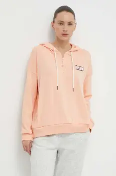 Rip Curl bluza femei, culoarea roz, cu gluga, cu imprimeu imagine