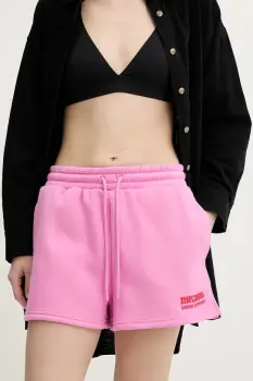 Rip Curl pantaloni scurti culoarea roz, cu imprimeu, high waist, 03KWWS imagine