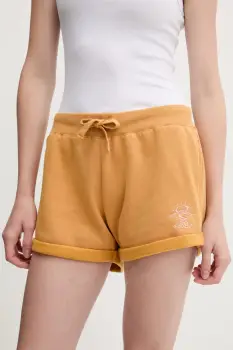 Rip Curl pantaloni scurti culoarea verde, cu imprimeu, high waist imagine