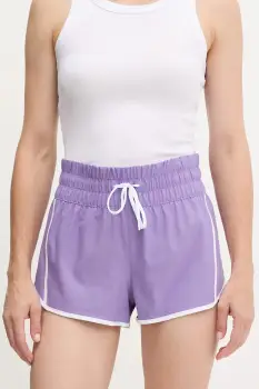 Rip Curl pantaloni scurti culoarea violet, cu imprimeu, high waist, 01QWBO imagine