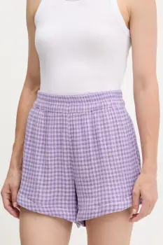 Rip Curl pantaloni scurti din bumbac PREMIUM SURF culoarea violet, cu imprimeu, high waist, 00BWWS imagine