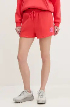 Rip Curl pantaloni scurti femei, culoarea rosu, cu imprimeu, high waist, 03MWWS imagine