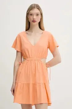 Rip Curl rochie din bumbac CALA VADELLA culoarea portocaliu, mini, evazata, 06UWDR imagine